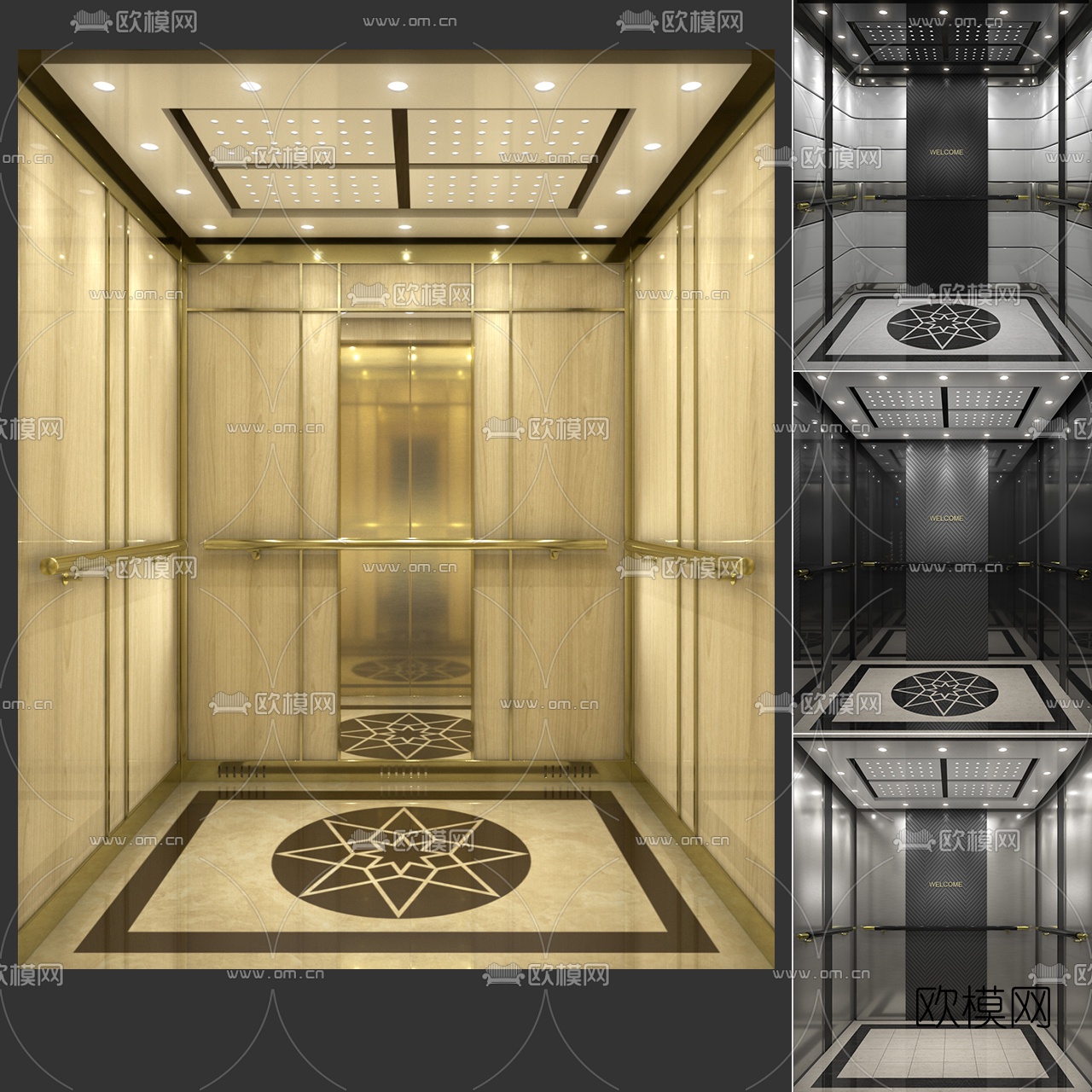 现代轻奢电梯轿厢3d模型下载（渲染图4）