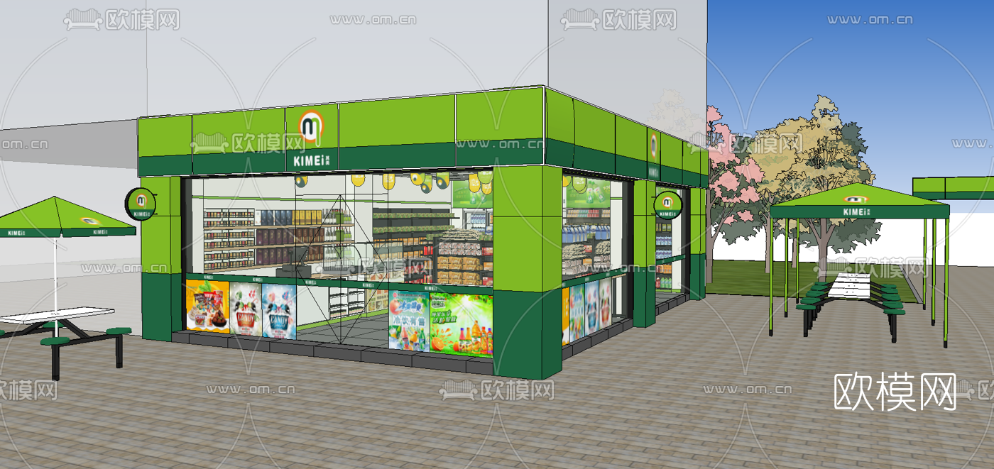 现代超市便利店su模型下载（渲染图4）