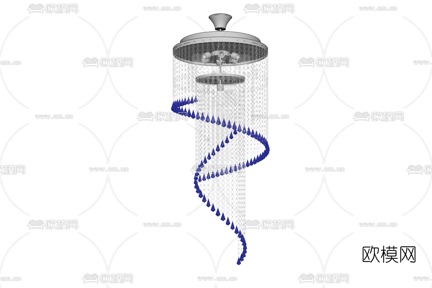 现代金属水晶吊灯免费su模型下载