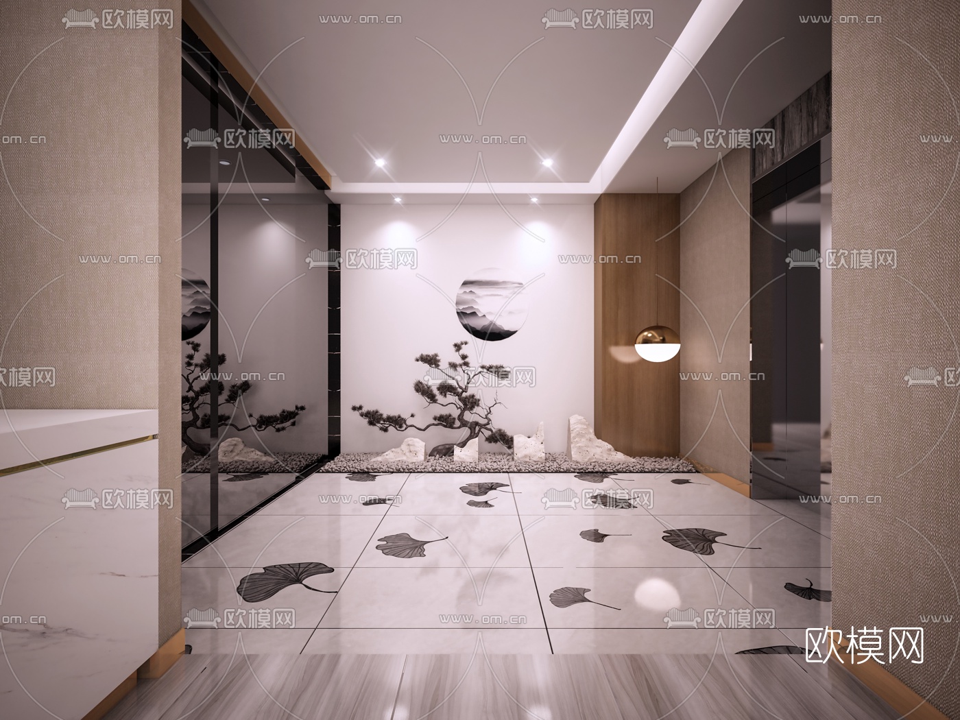 现代酒店电梯厅3d模型