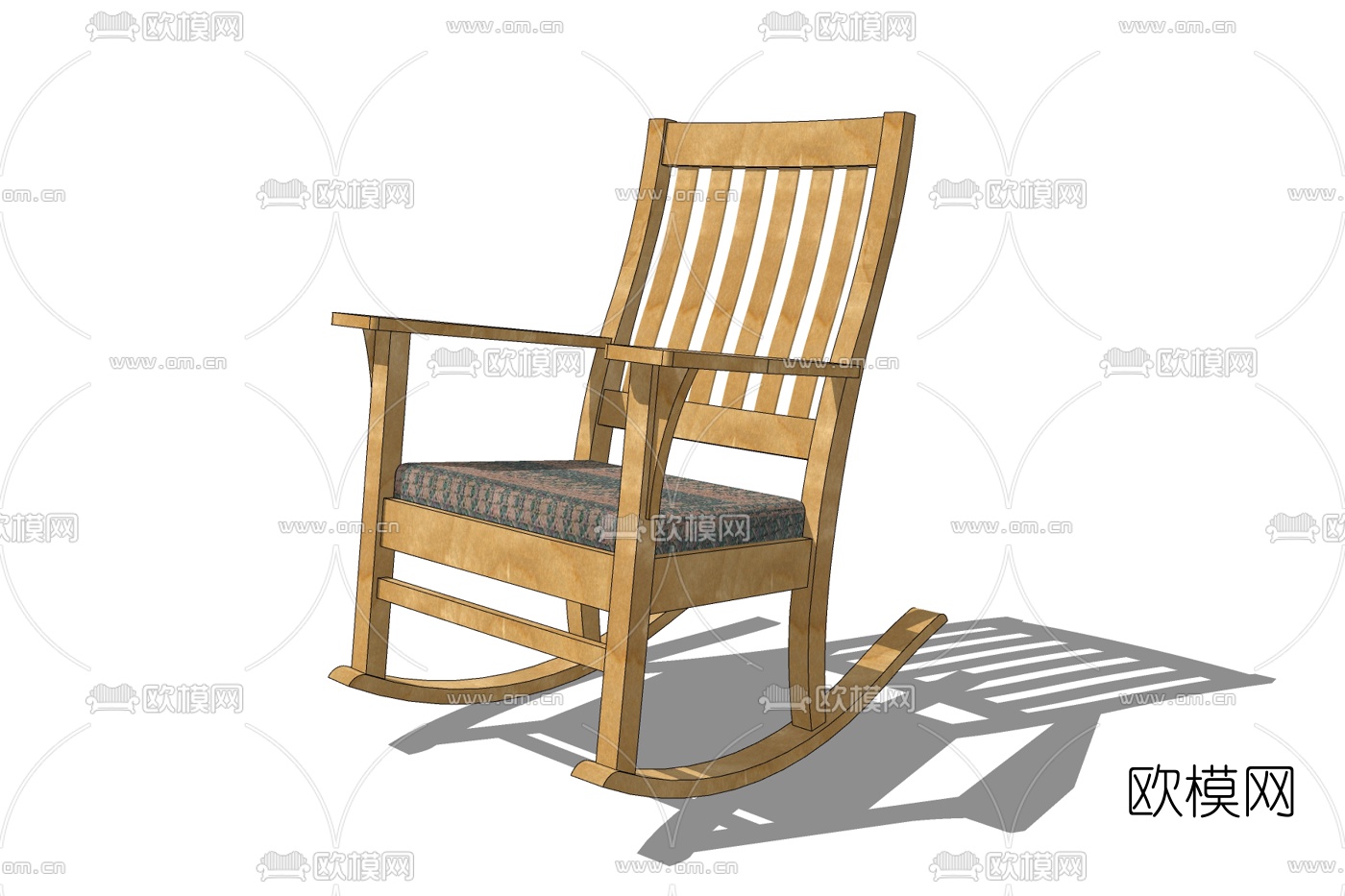 现代实木摇椅免费su模型下载