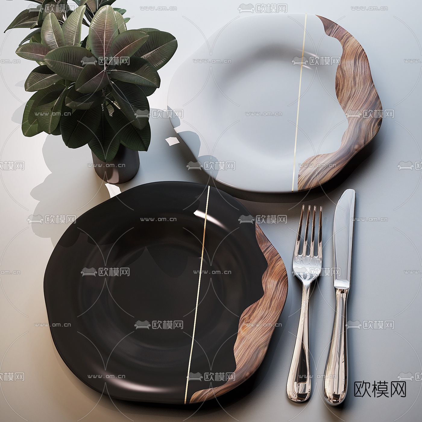 北欧餐盘餐具3d模型下载