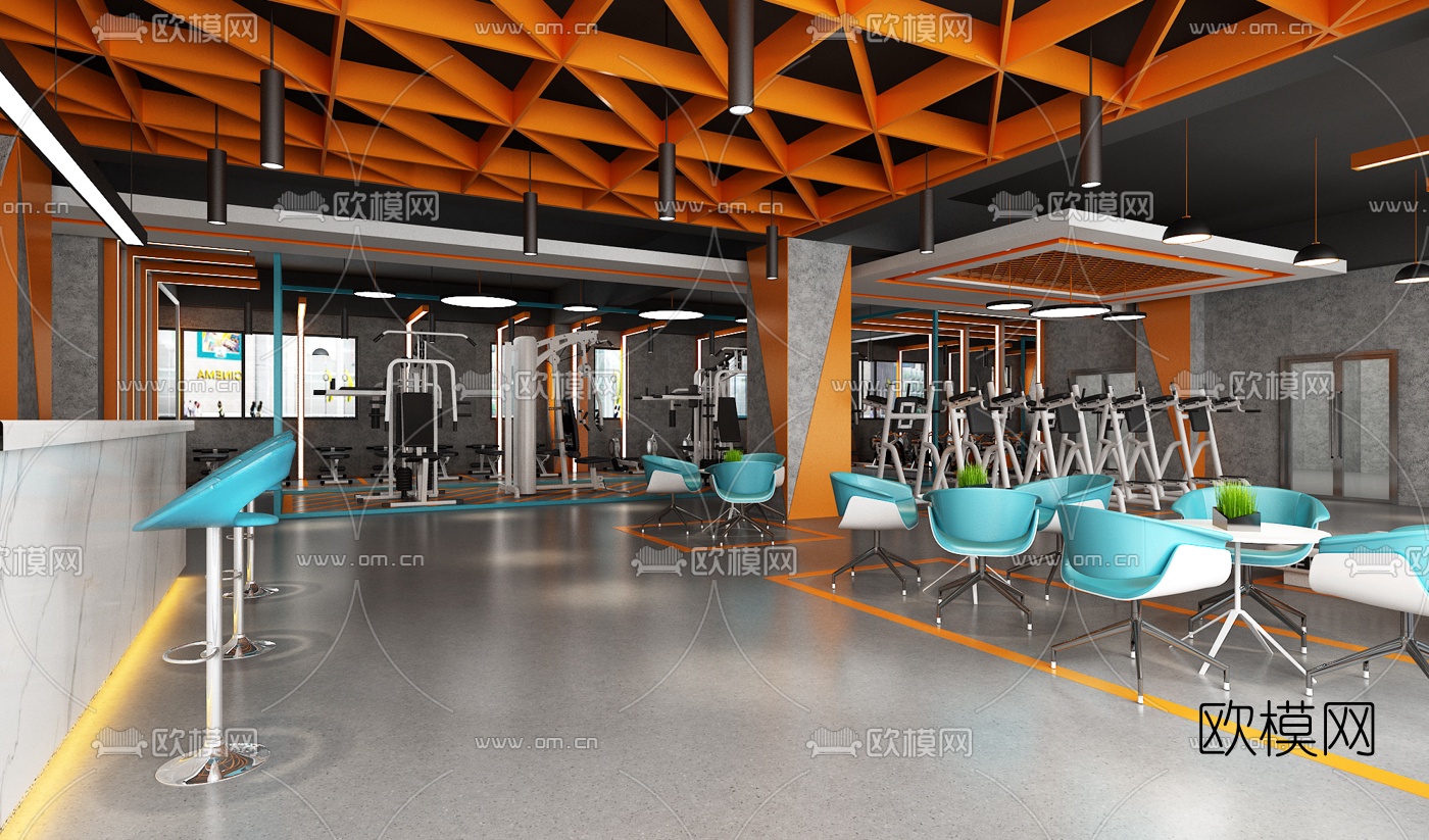 现代健身房3d模型下载（渲染图5）