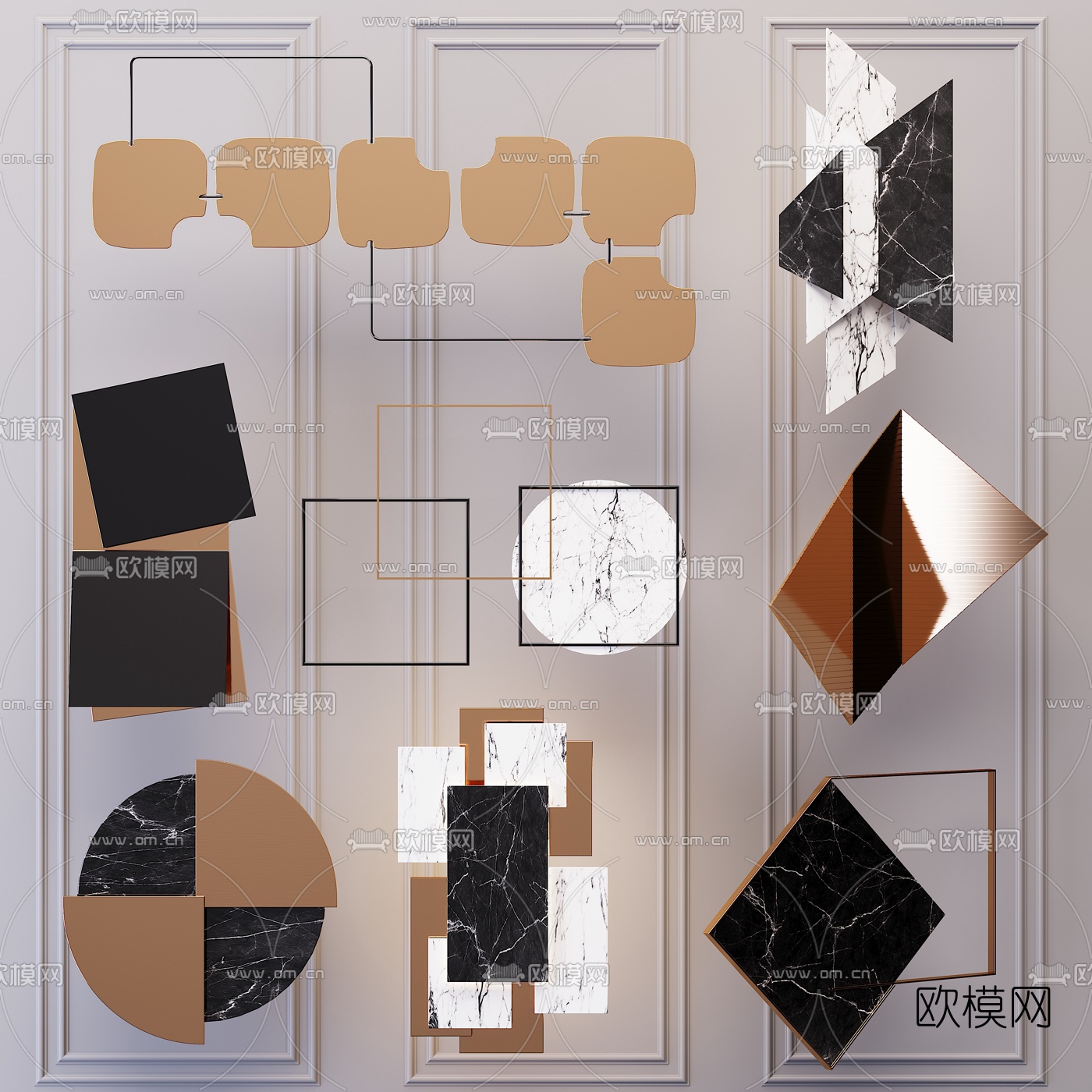 现代金属壁灯3d模型下载