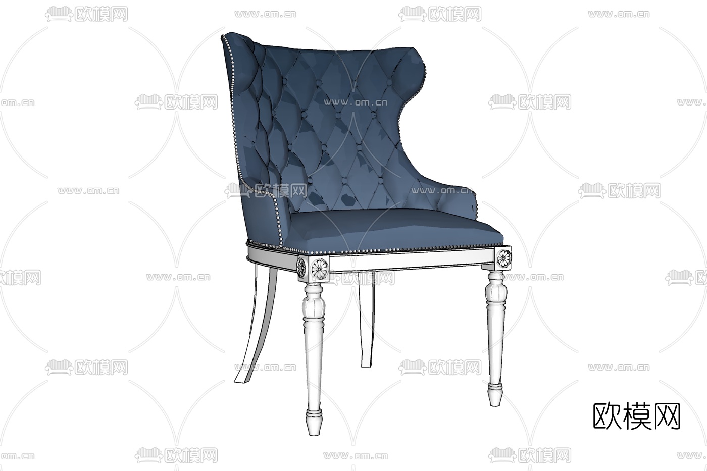 欧式布艺单椅免费su模型下载