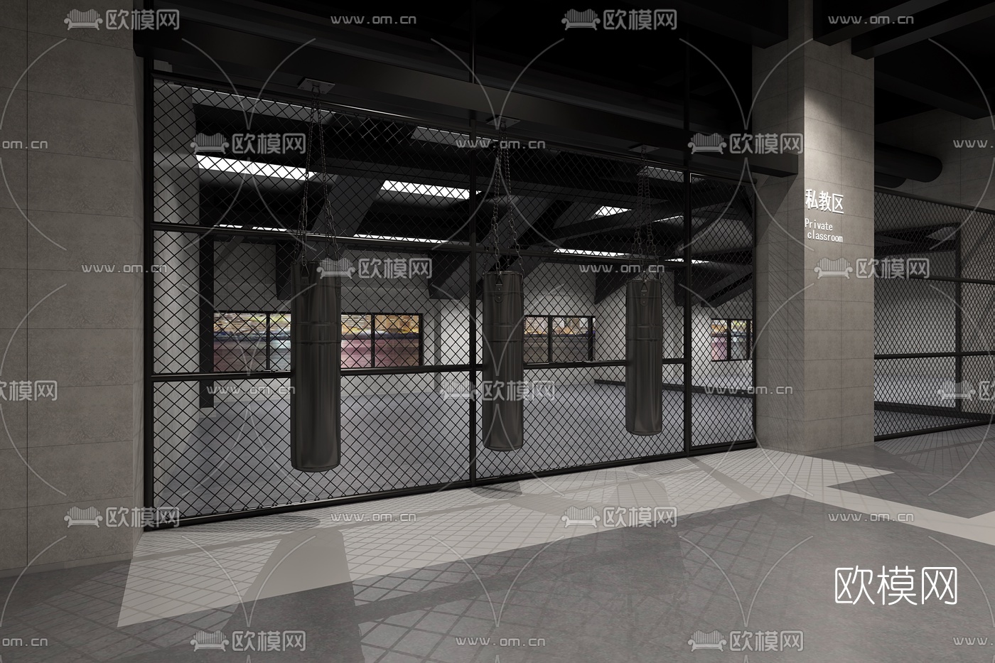 工业风健身房3d模型