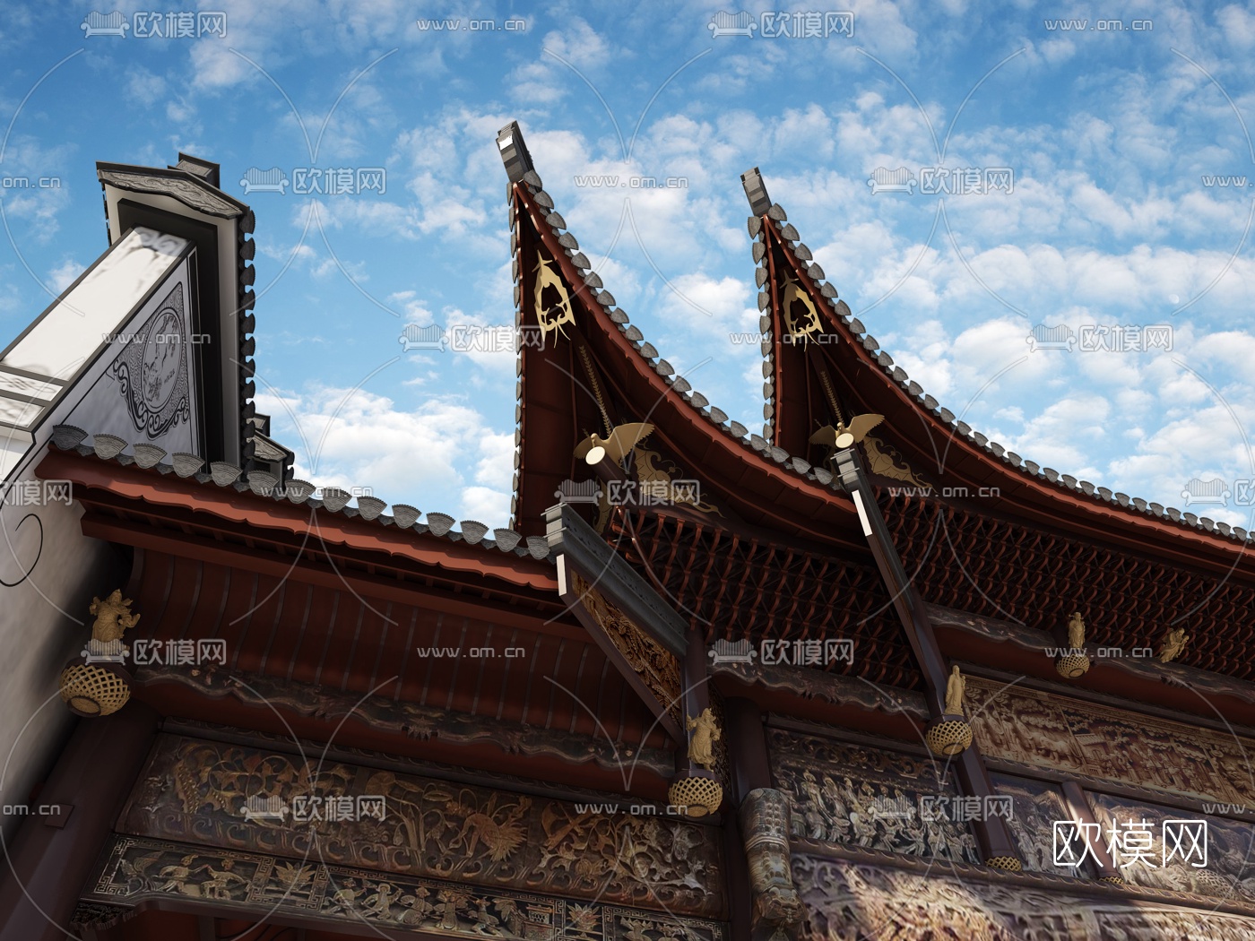 中式古建戏台3d模型