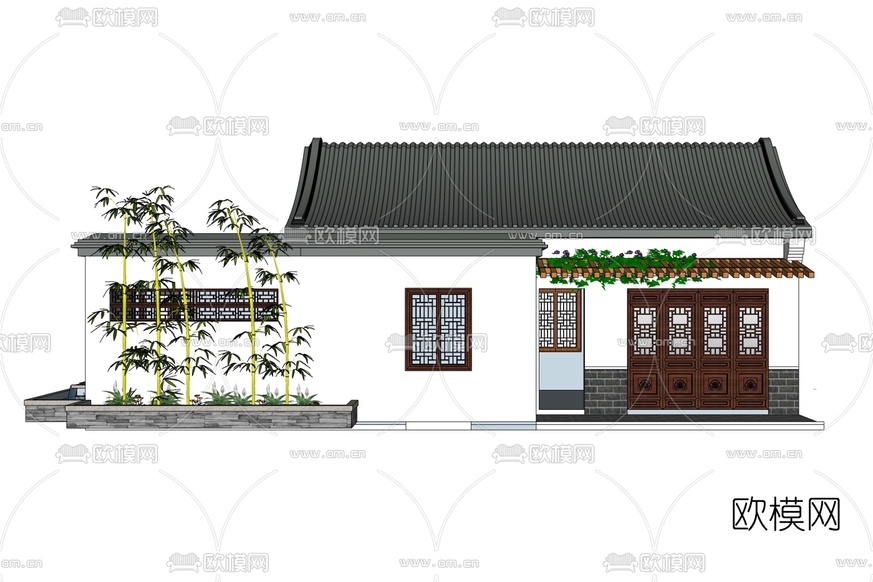 中式古建民房免费su模型下载_ID10318543_sketchup模型下载-欧模网
