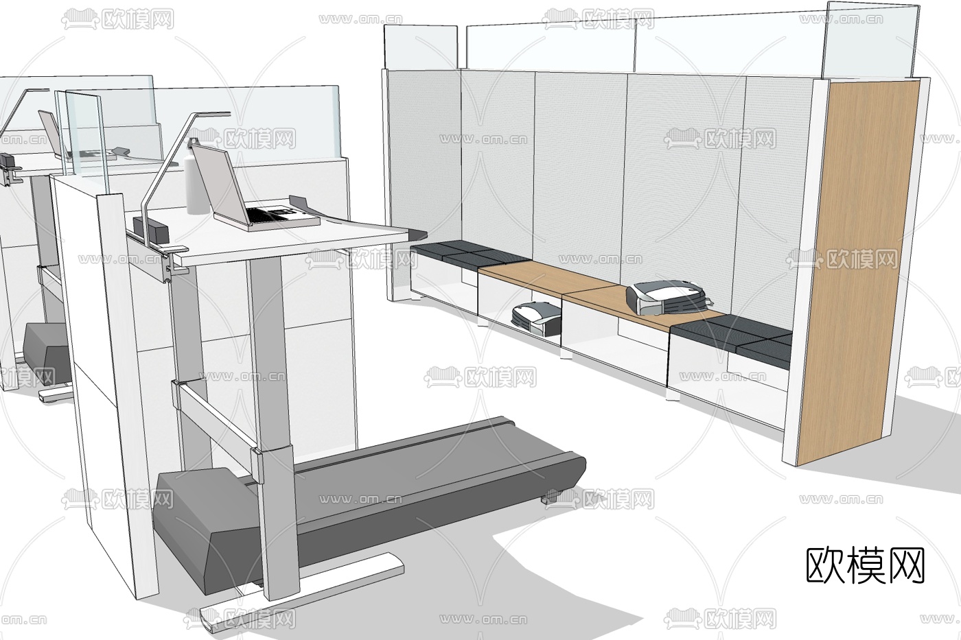 现代办公室免费su模型下载