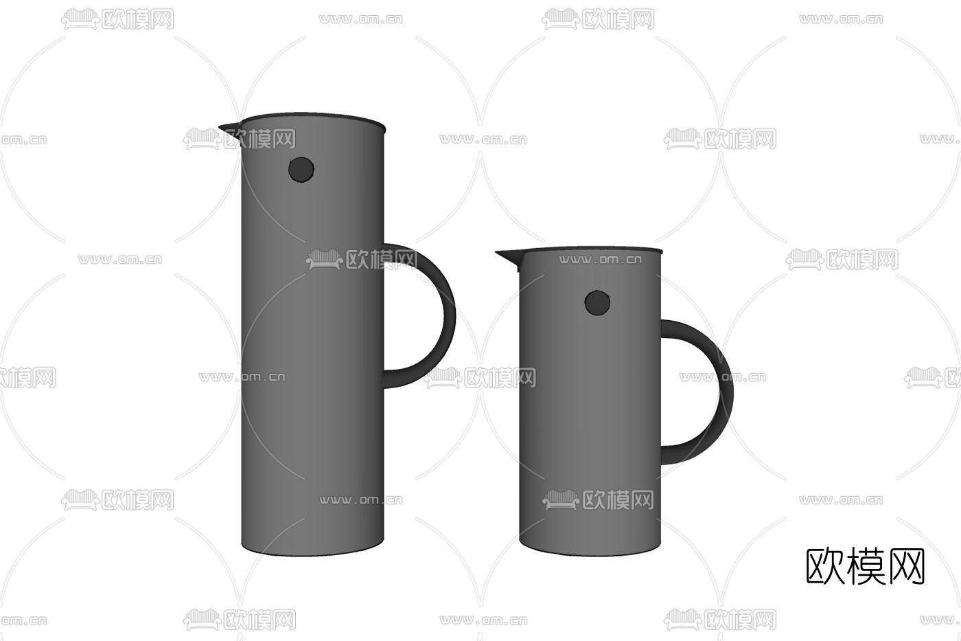 现代茶壶组合免费su模型下载