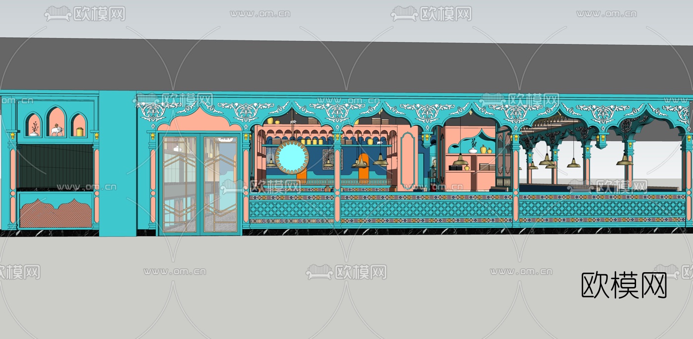 新疆风主题餐厅su模型下载（渲染图1）