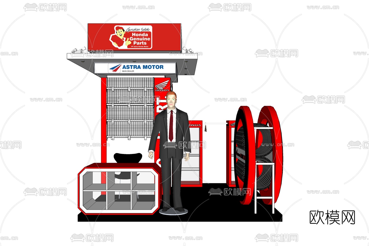 现代发动机专卖店免费su模型下载