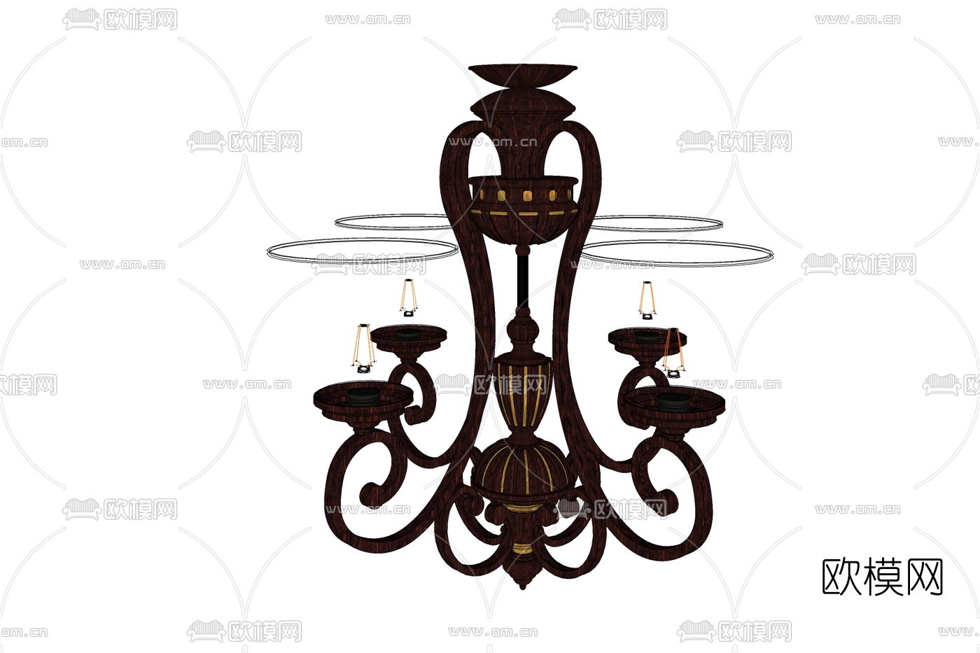 欧式金属烛台灯免费su模型下载