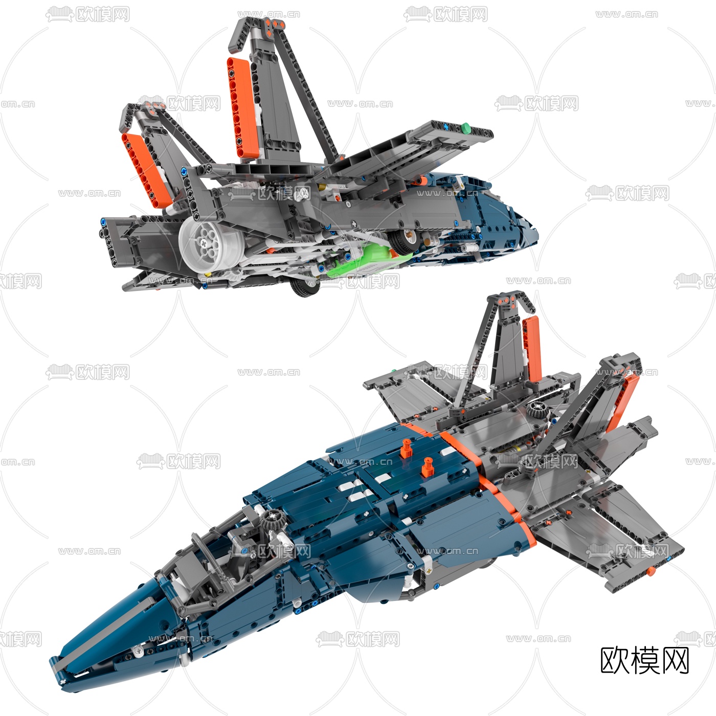 现代飞机乐高积木玩具3d模型下载（渲染图4）