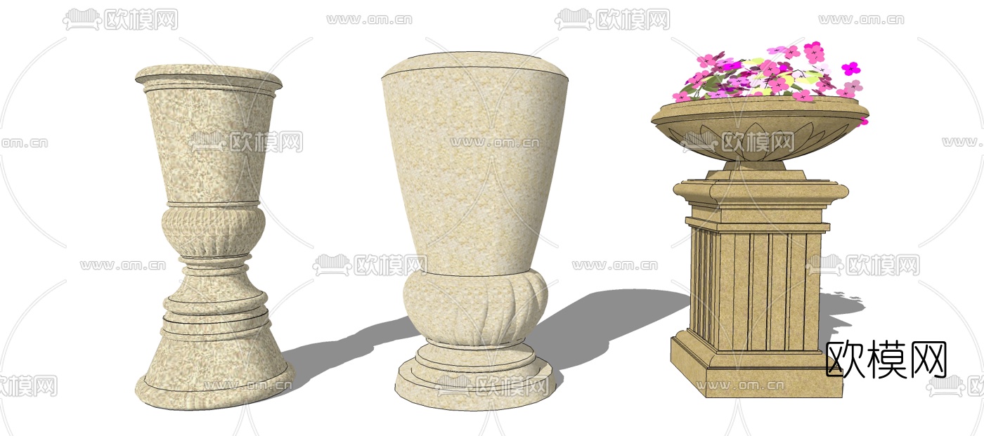 欧式花钵su模型下载
