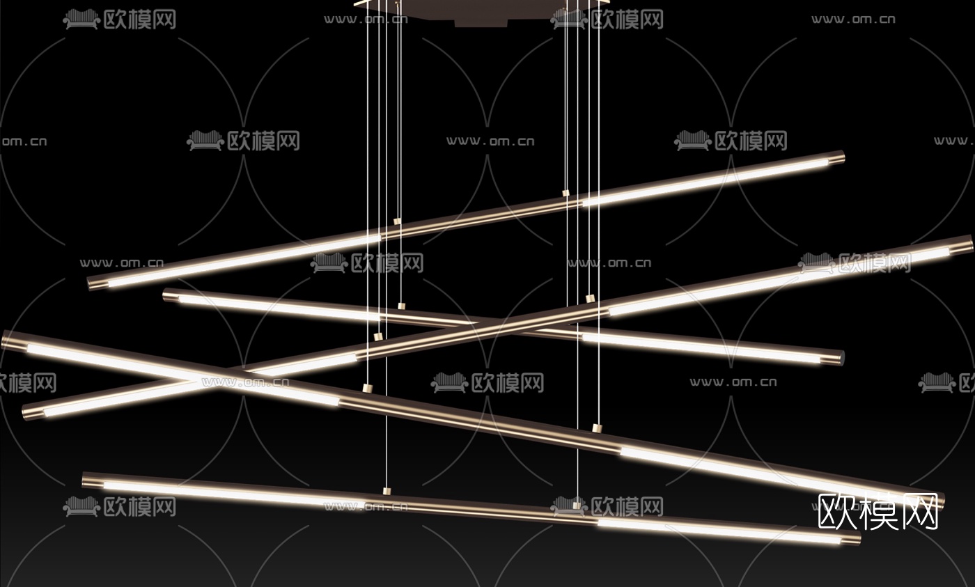 现代金属吊灯组合3d模型