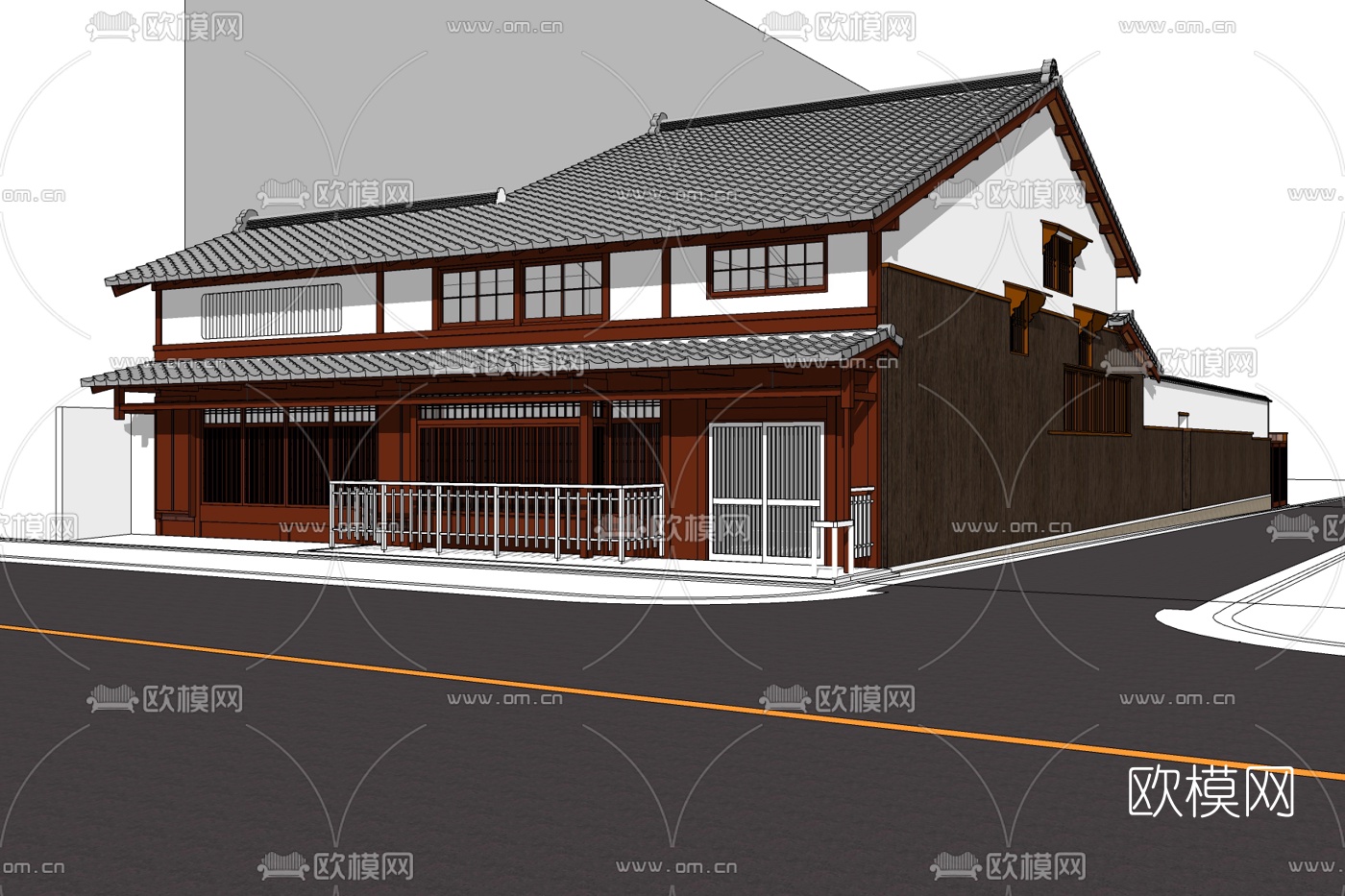 日式木屋别墅免费su模型下载