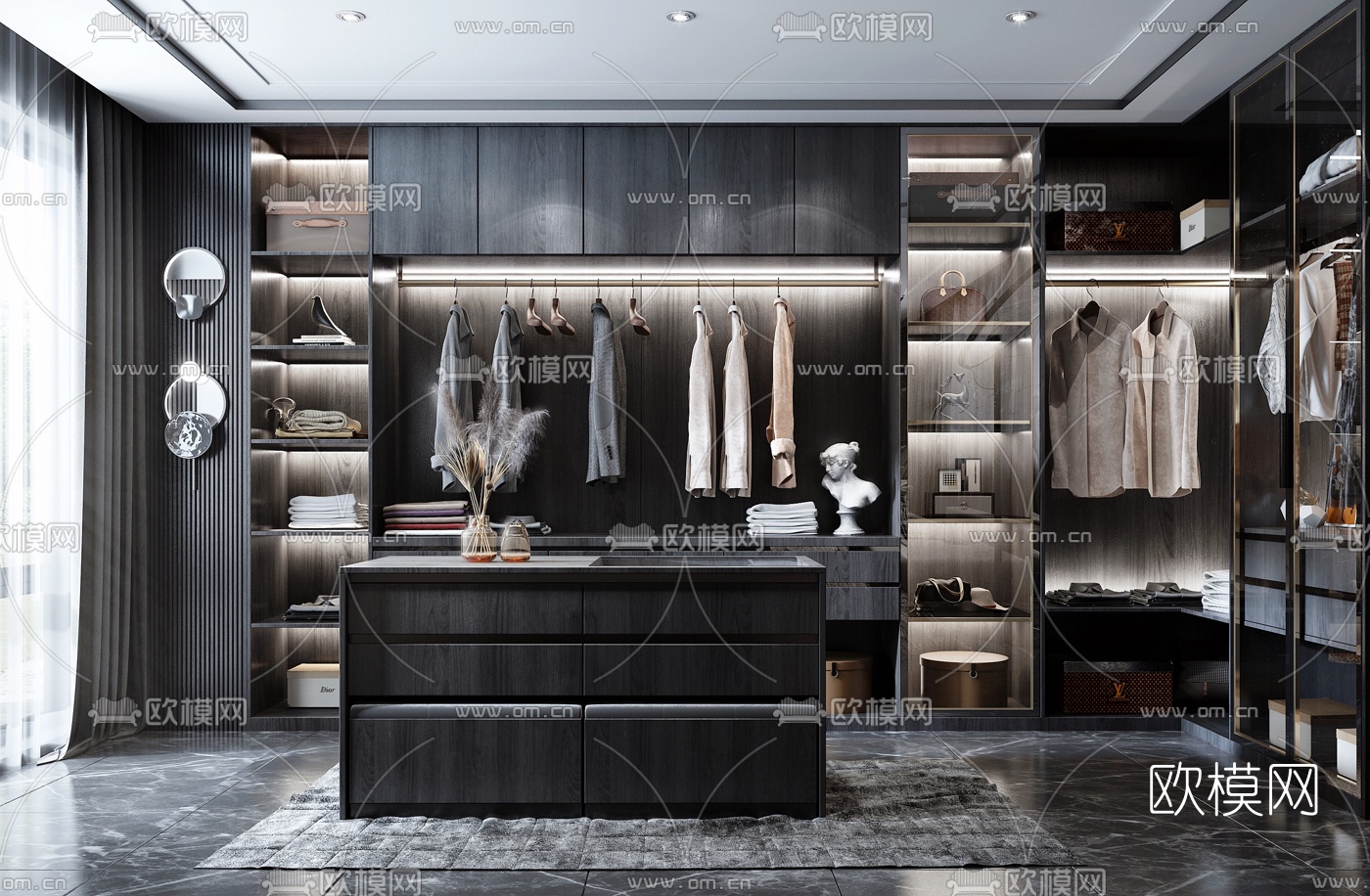 暗黑风衣帽间3d模型下载
