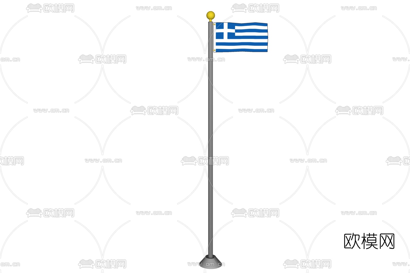现代国旗旗帜免费su模型下载