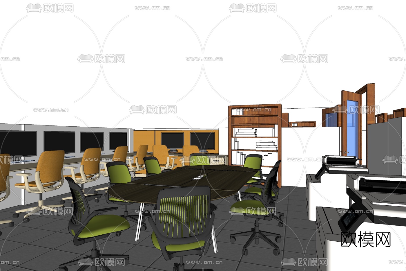 现代会议室免费su模型下载