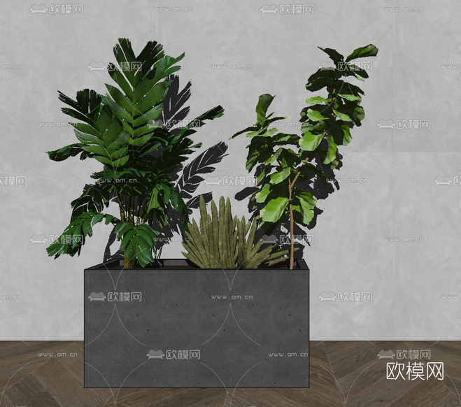 现代绿植盆栽su模型下载