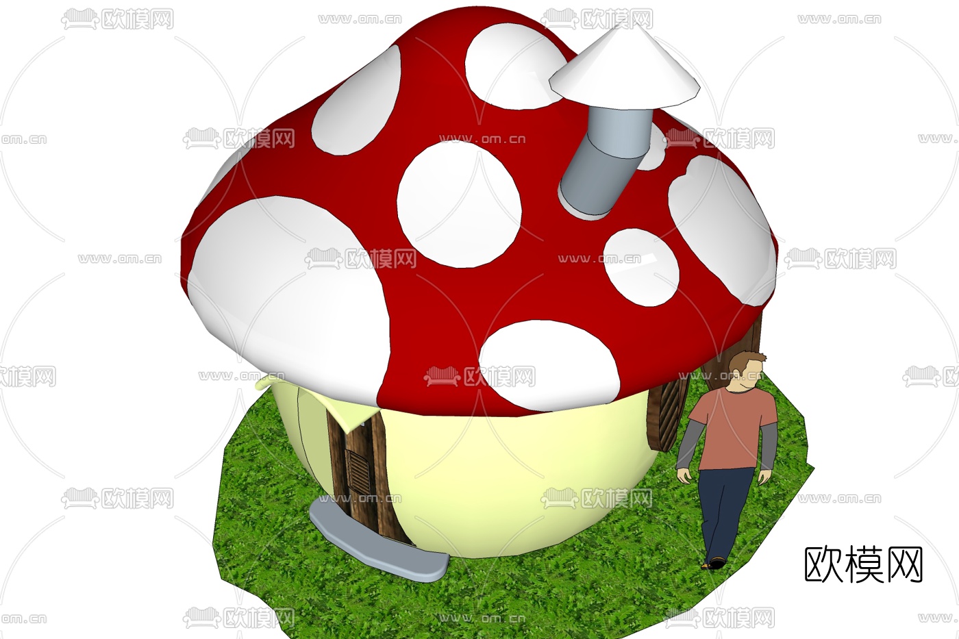 现代儿童蘑菇屋免费su模型下载