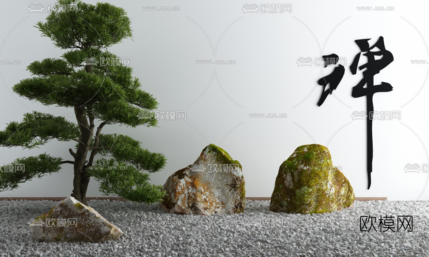 新中式庭院景观小品3d模型