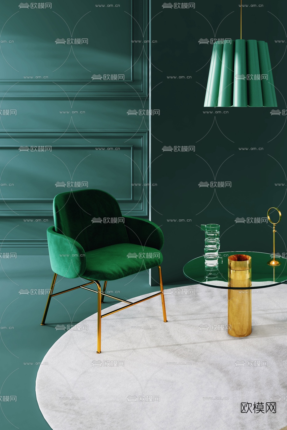 现代轻奢休闲椅3d模型下载（渲染图3）