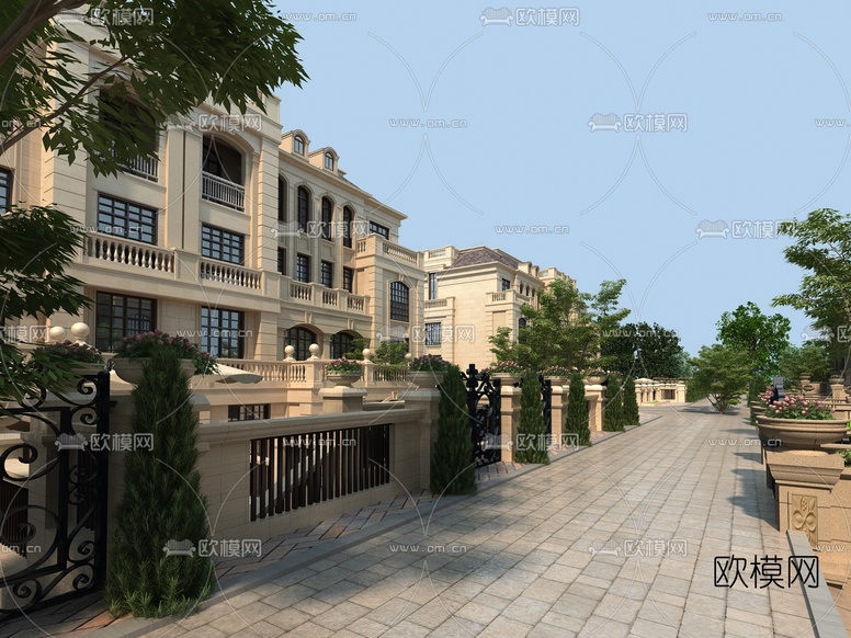 欧式别墅建筑外观3d模型下载