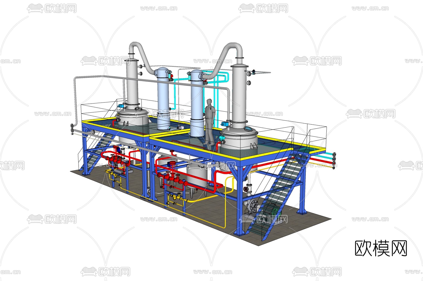 工业风管道器材免费su模型下载