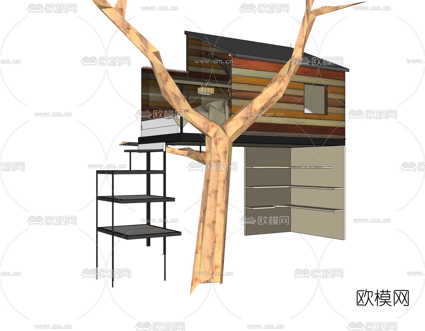 现代树屋免费su模型