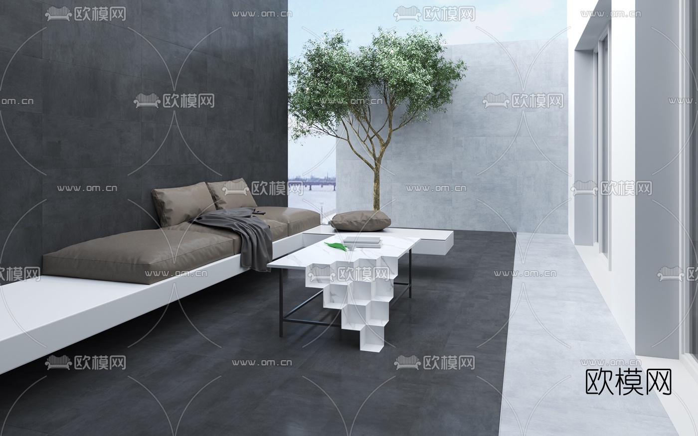 现代露天休闲区3d模型