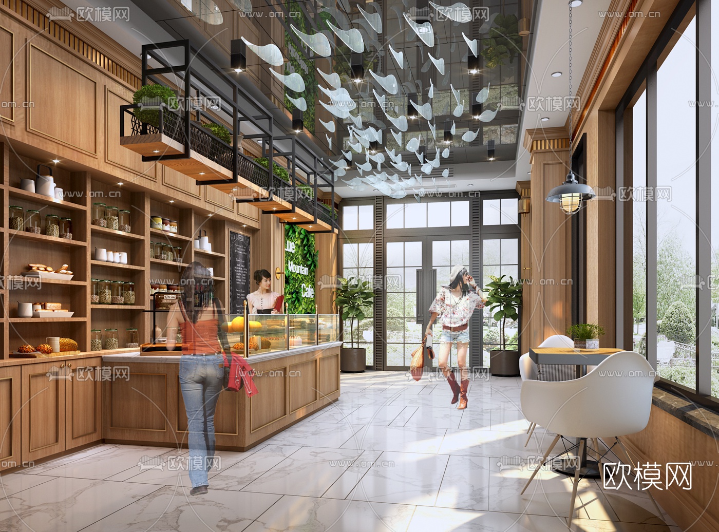 欧式咖啡厅3d模型下载（渲染图2）