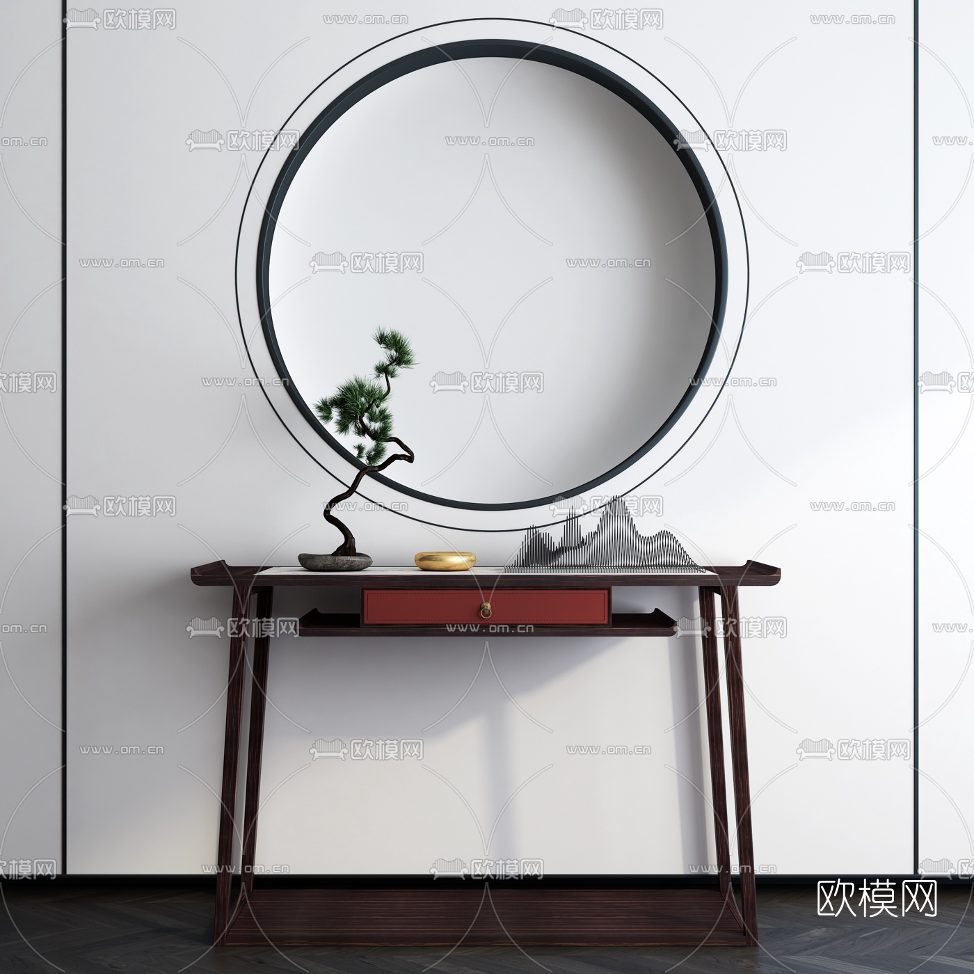 新中式实木端景条案3d模型