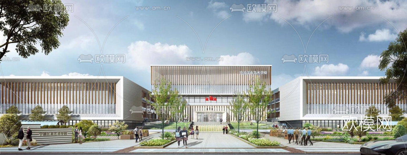 现代学校规划su模型下载（渲染图2）