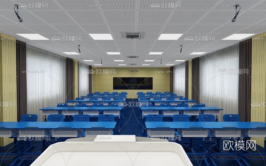 现代录播室教室3d模型下载(渲染图3)