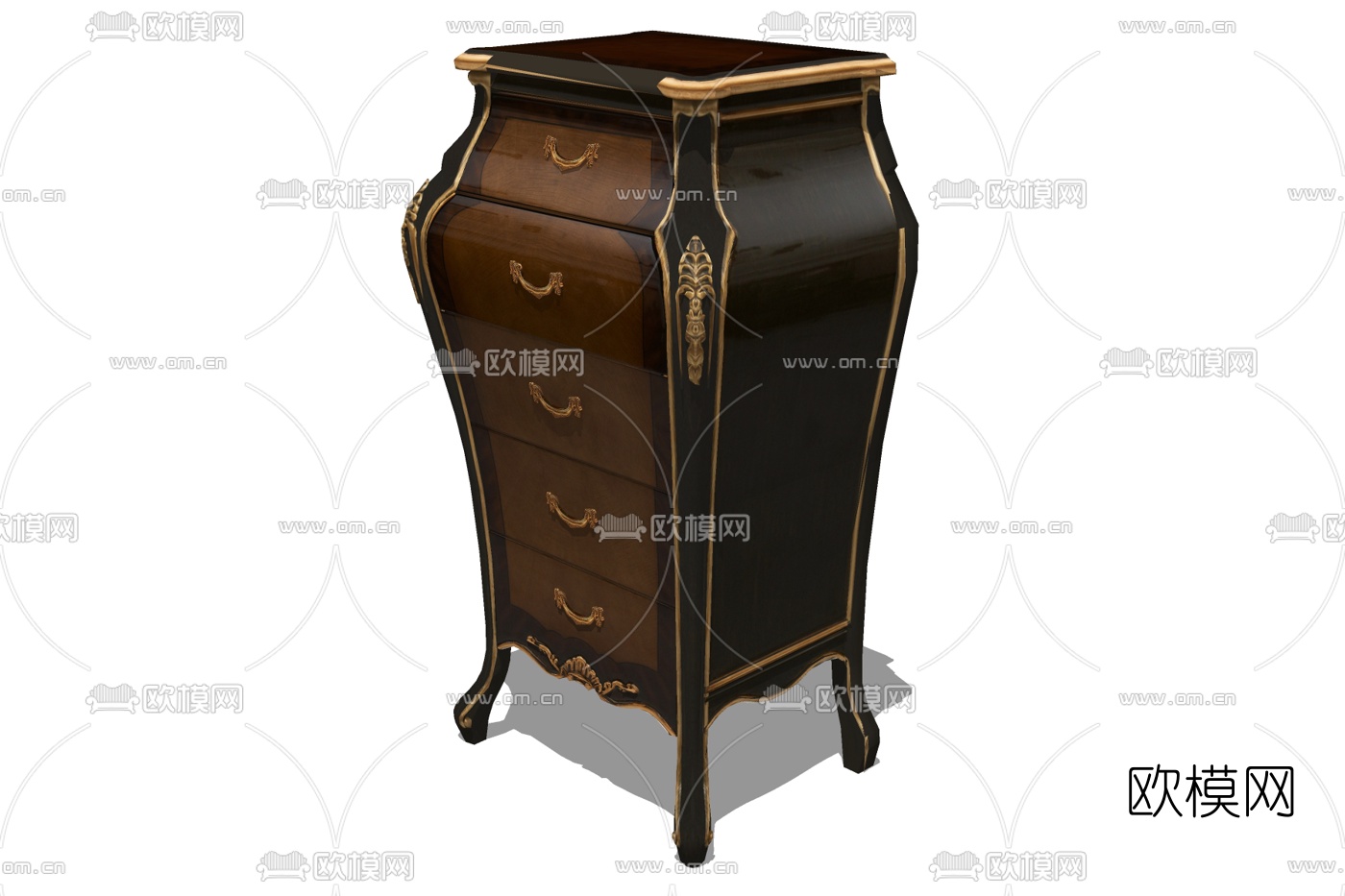 欧式实木斗柜免费su模型下载