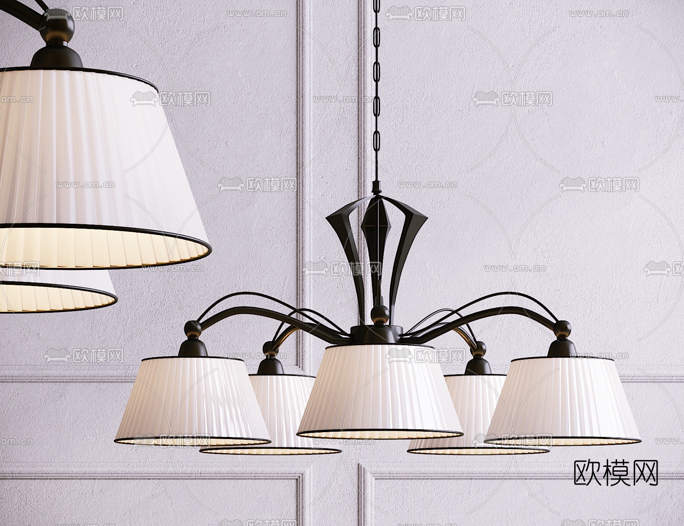 美式多头吊灯3d模型下载