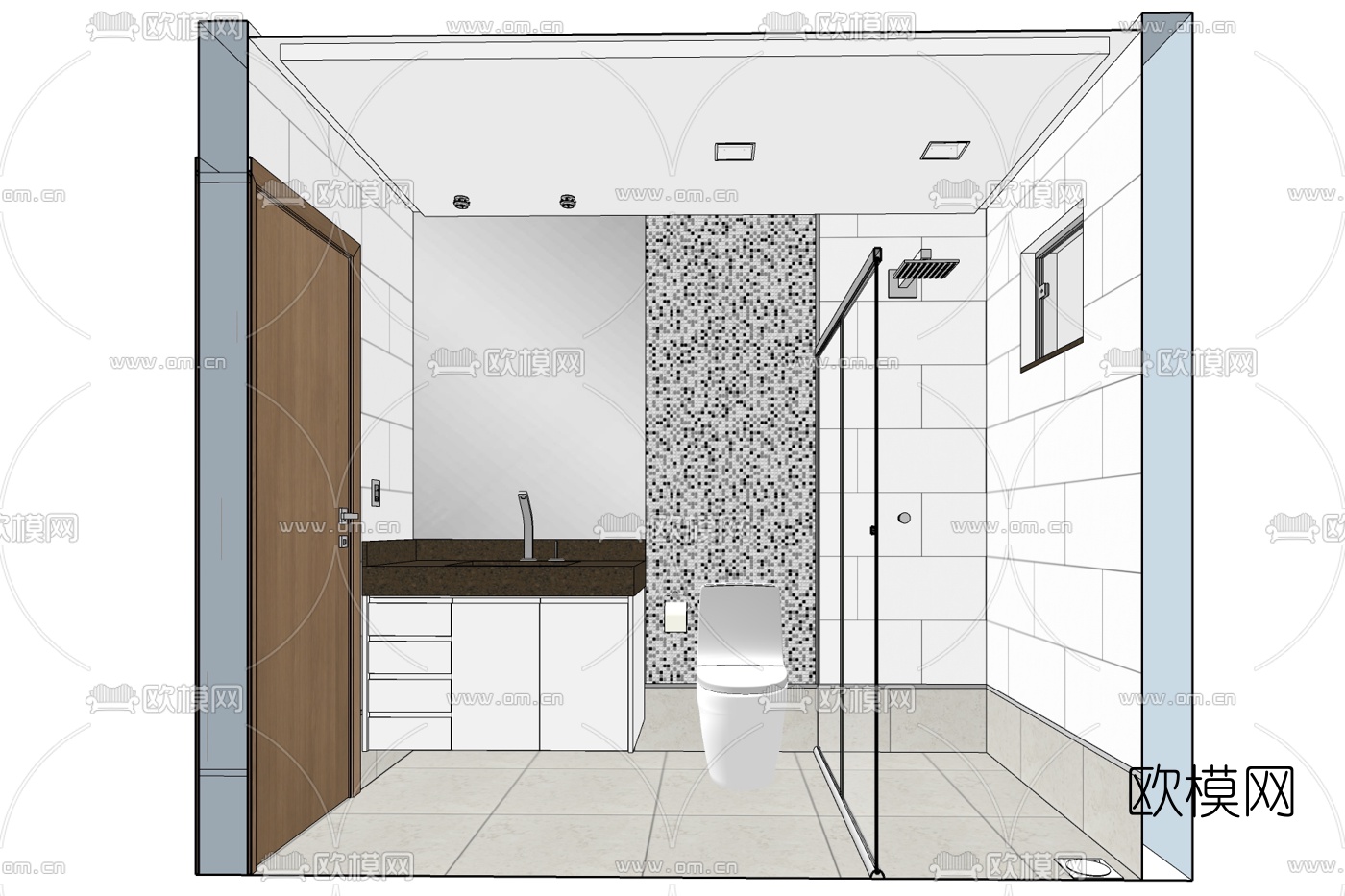 现代卫生间浴室免费su模型下载