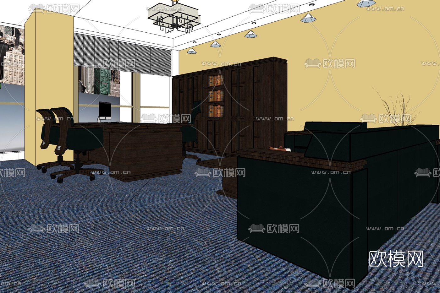 现代总经理办公室免费su模型下载