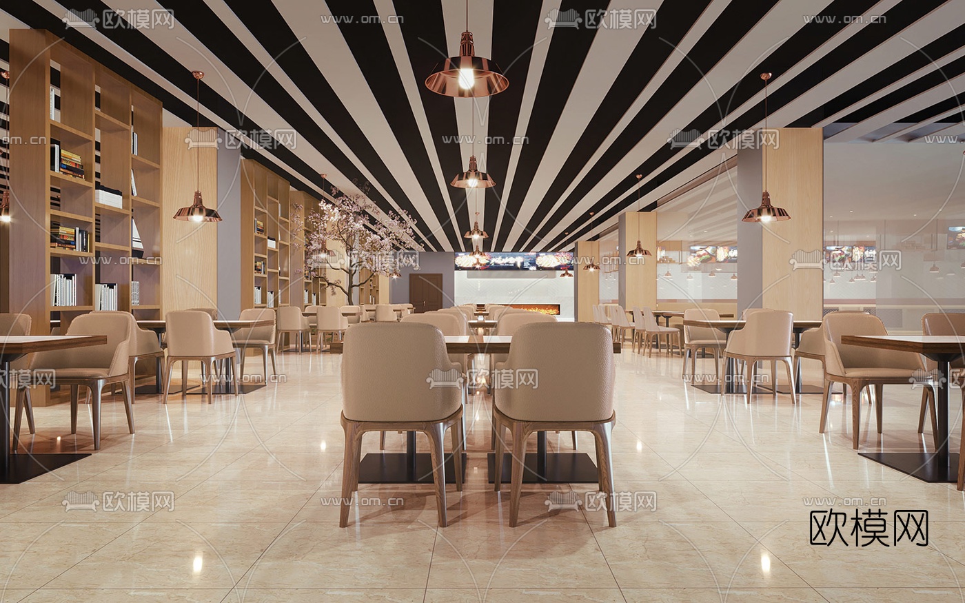 现代西餐厅免费3d模型下载（渲染图1）