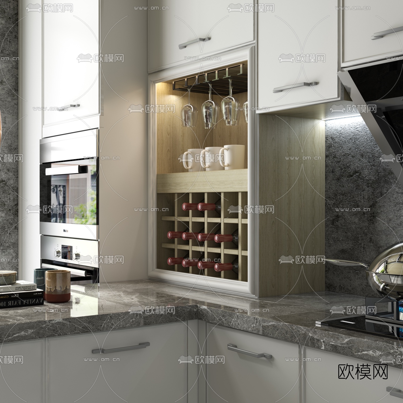 现代开放式厨房3d模型