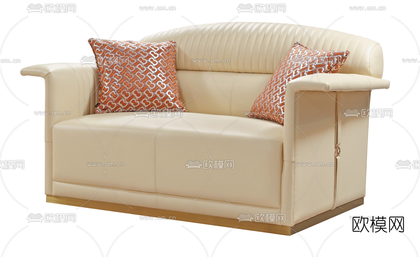 现代皮革轻奢双人沙发3d模型下载