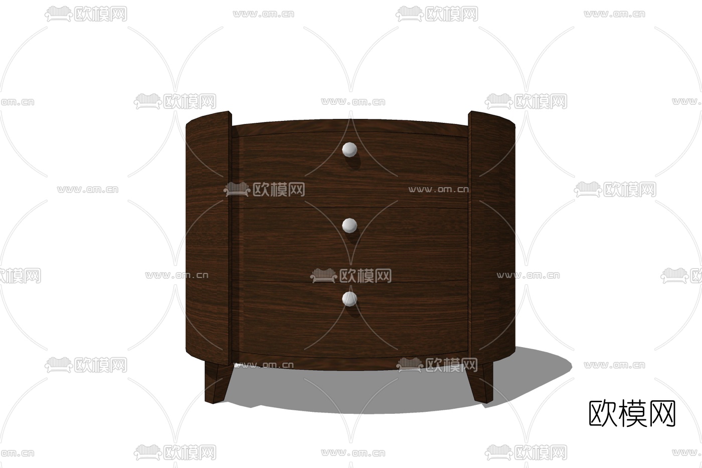 现代实木床头柜免费su模型下载
