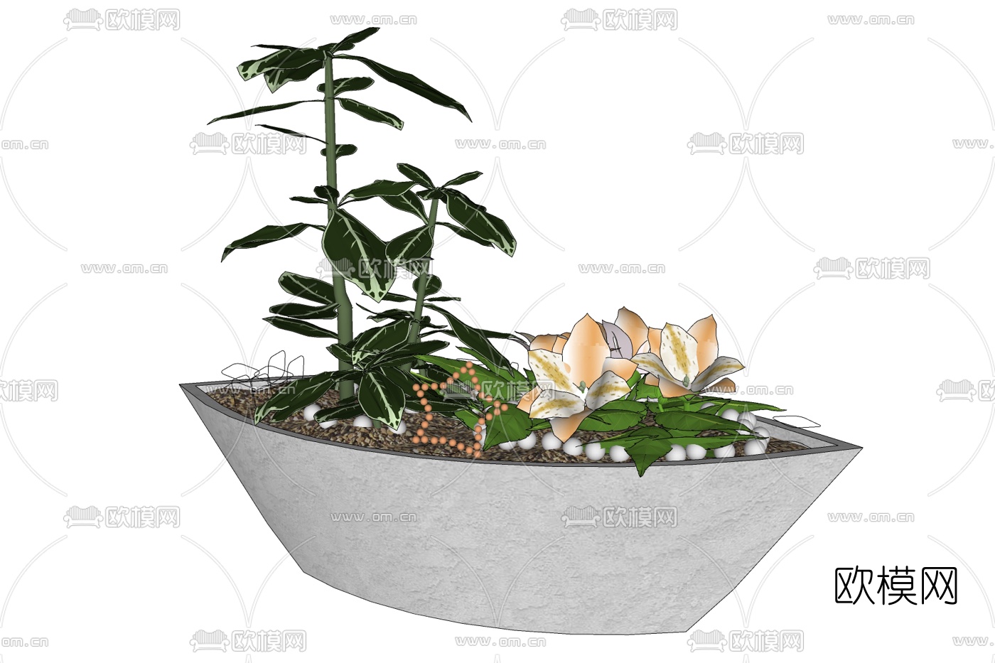 现代盆栽植物免费su模型