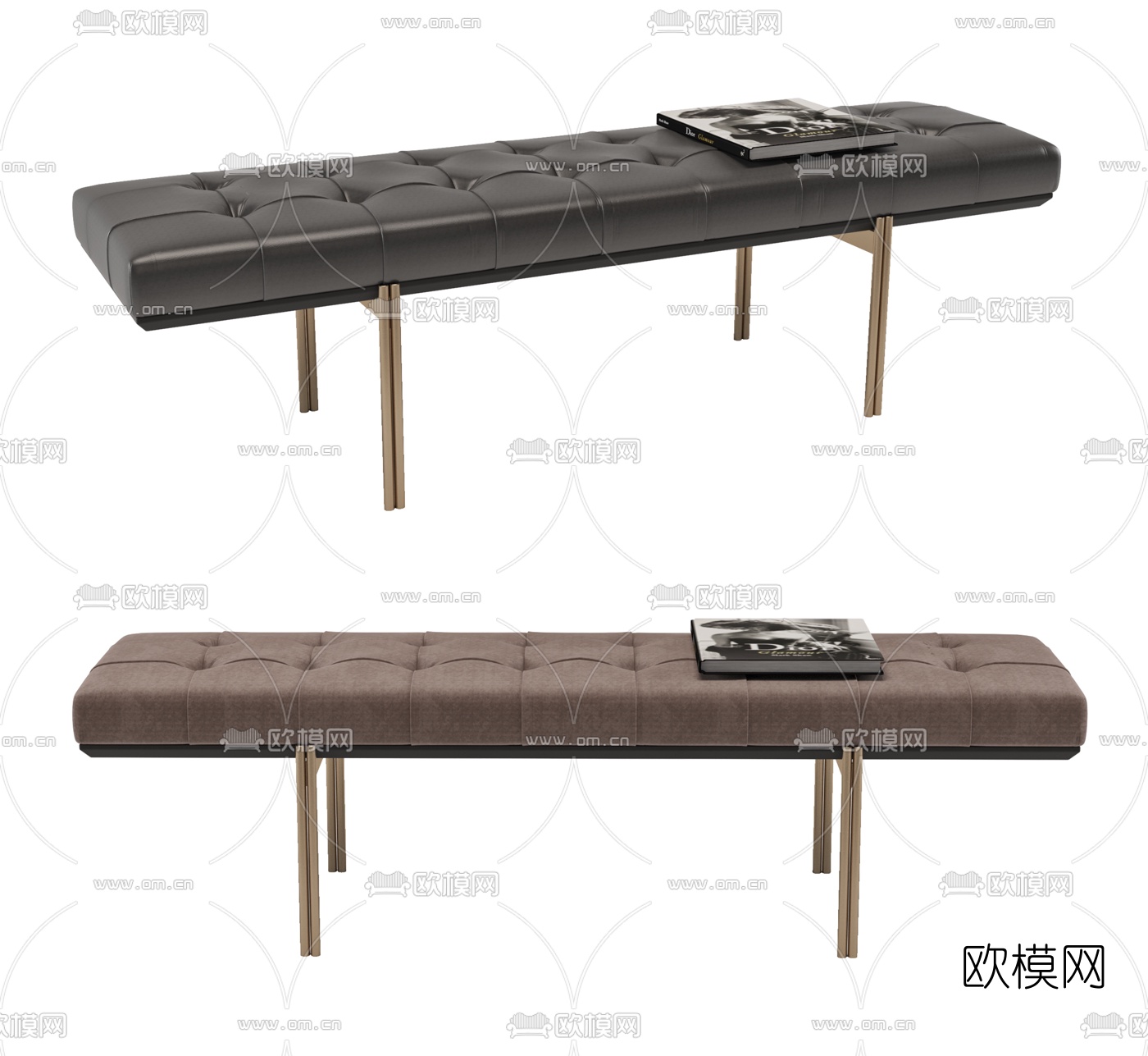 现代皮革床尾凳3d模型下载