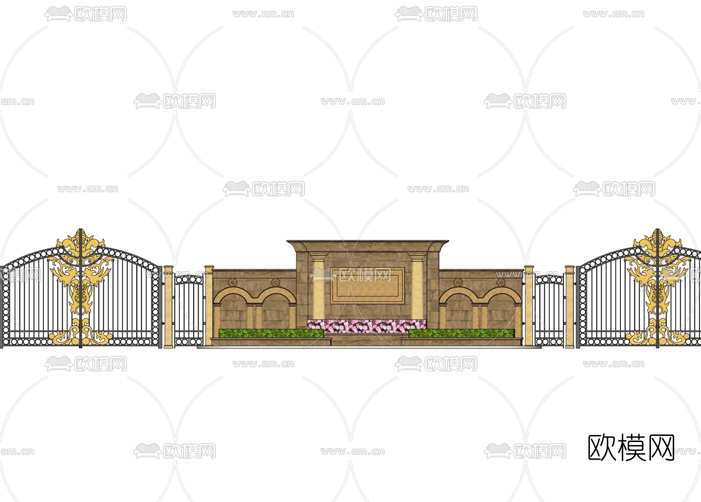 欧式铁艺大门免费su模型下载