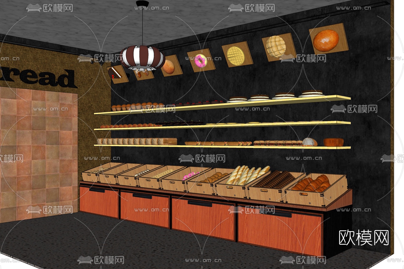 现代超市展示柜免费su模型下载