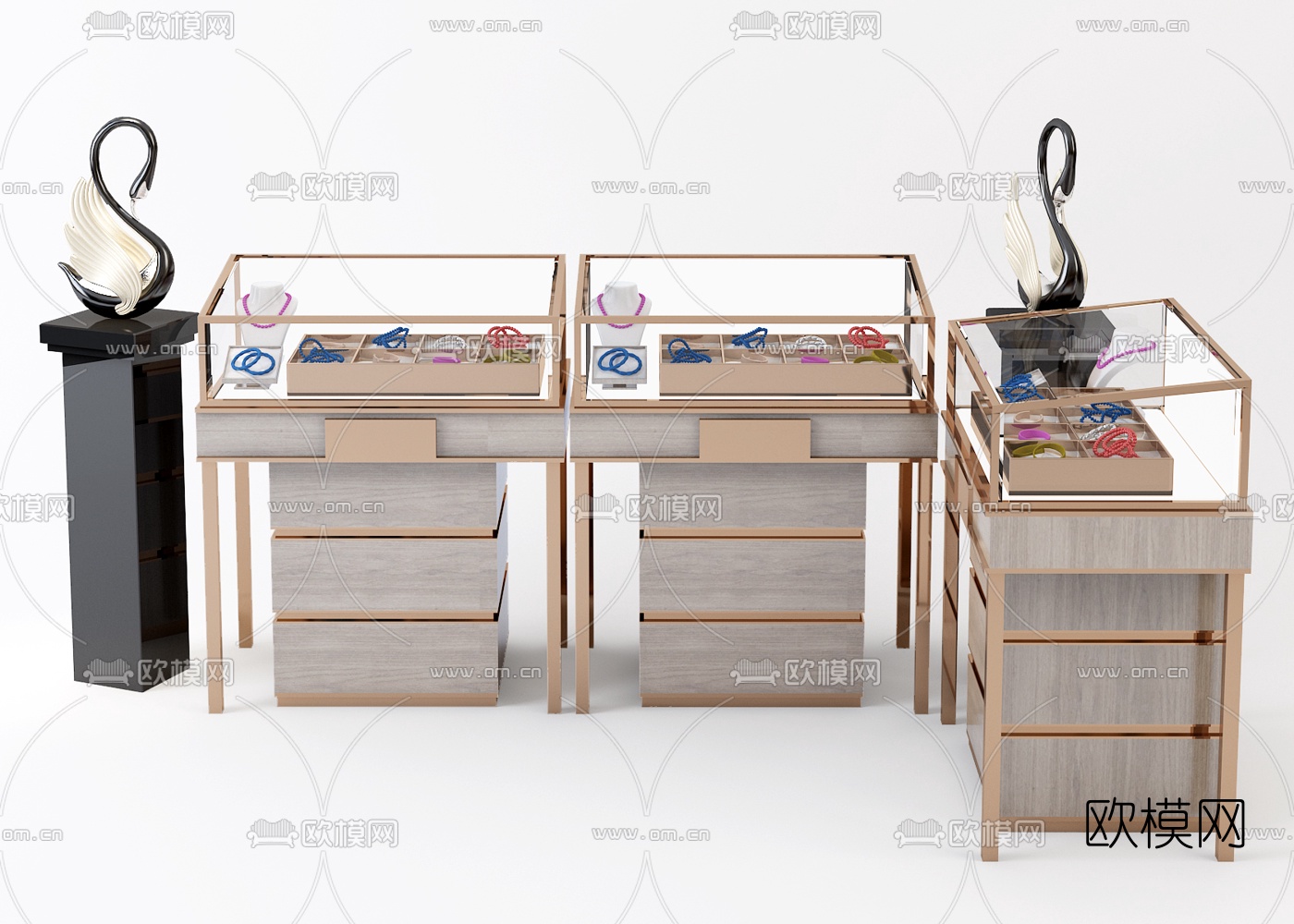 现代珠宝展柜3d模型下载