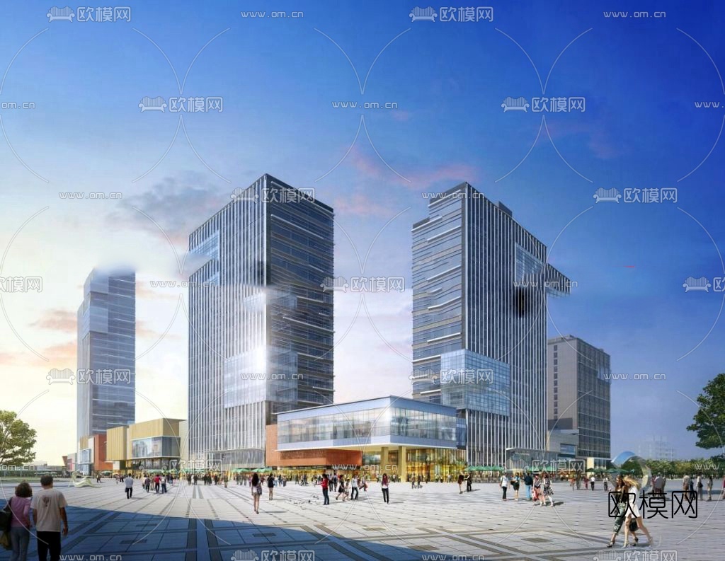 现代高层办公楼su模型下载（渲染图5）